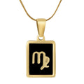 Wholesale 12 Zodiac Stainless Steel Necklace 18K Gold Plated Rectangular Pendant with Flat Chain Trendy Fashion Necklaces