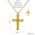 Vintage Cross Pendant Necklace for Unisex Real Gold Plated Stainless Steel with White Zircons Link Chain for Anniversary