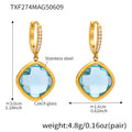 Wholesale Stainless Steel Drop Earrings with Real Gold Plating Fashion Jewelry Zircon Glass Multiple Color Options Available