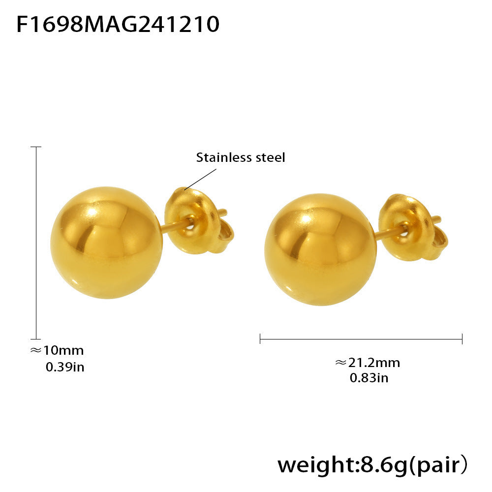 Trendy Stainless Steel Women's Stud Earrings Real Gold PVD Plated Waterproof Shape Number for Parties Engagement Bezel Setting