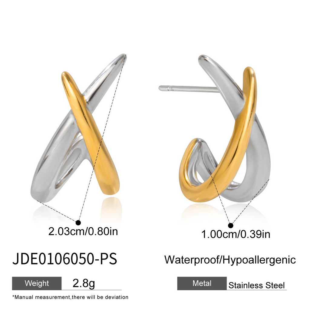 Customizable Women's Stainless Steel Stud Earrings Lightweight 18K Gold and 2-Tone PVD Plated Trendy Fashion Jewelry for Party