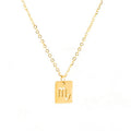 Unisex Simple Fashion INS 12 Zodiacs Rectangular Pendant Necklace Stainless Steel Trendy Hollow Pendant Necklaces-Wholesale