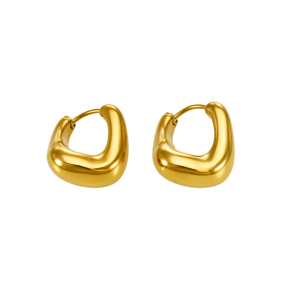 18K Gold Plated Stainless Steel Oval Earrings U Shaped Clip on Earrings for Women Luxury Fashion Jewelry