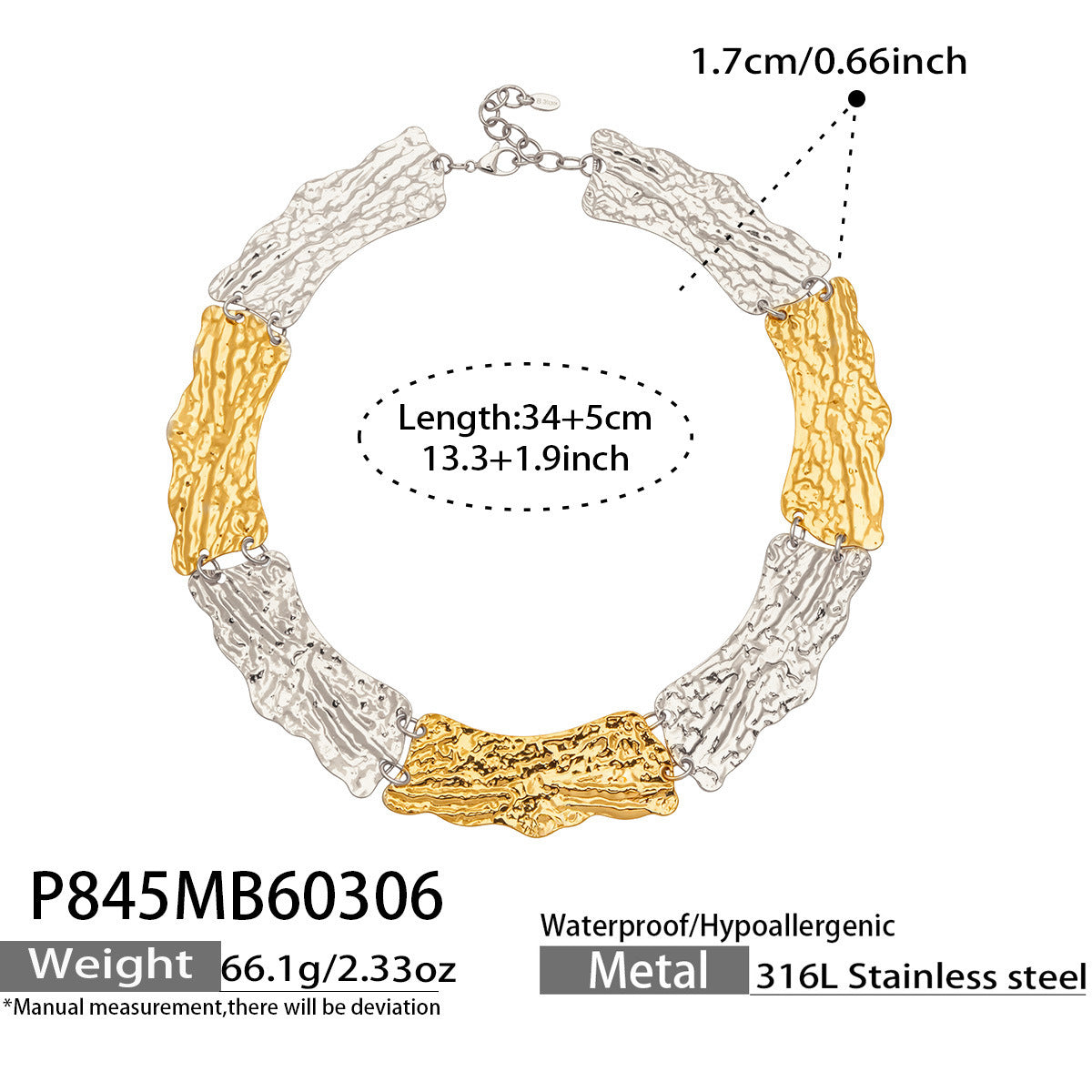 Mili Minimalist Style Stainless Steel Contrasting Color Patchwork Necklace Niche Geometric Pendant Light Luxury Blade Chain
