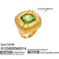 Luxury 18K Gold Plated Stainless Steel Ring with Colorful Glass Geometric Irregular Design Fine Jewelry for Party