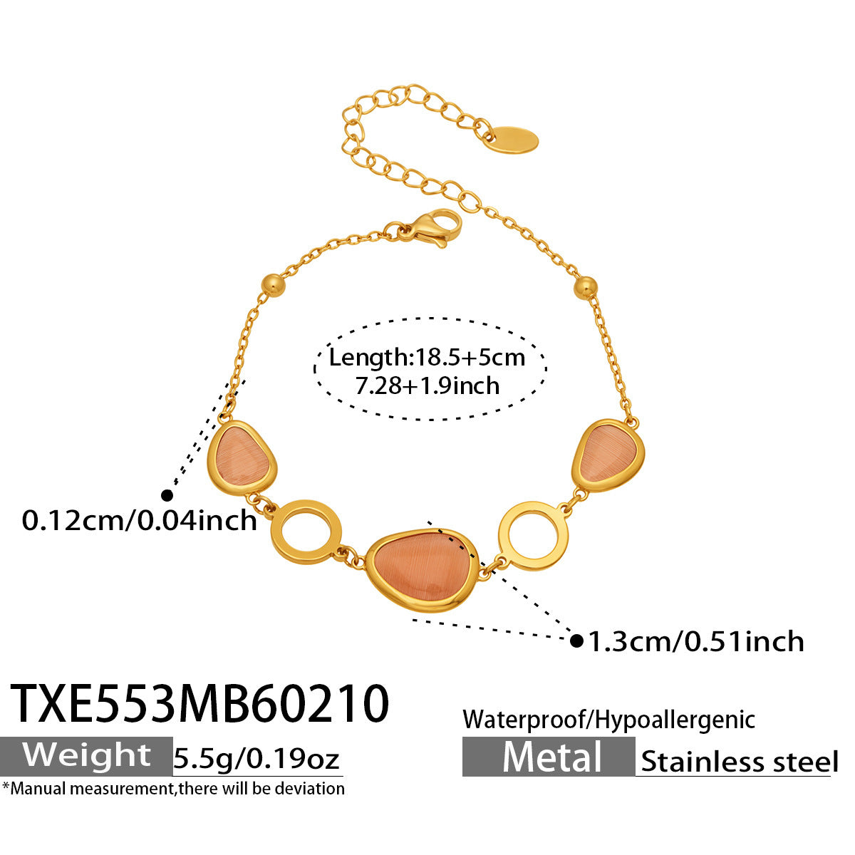 18k Gold Plated Cat Eye Jewelry Set  Waterproof Hypoallergenic Oval Stone  for Women Party Gift