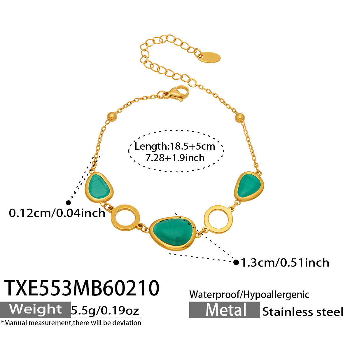 18k Gold Plated Cat Eye Jewelry Set  Waterproof Hypoallergenic Oval Stone  for Women Party Gift