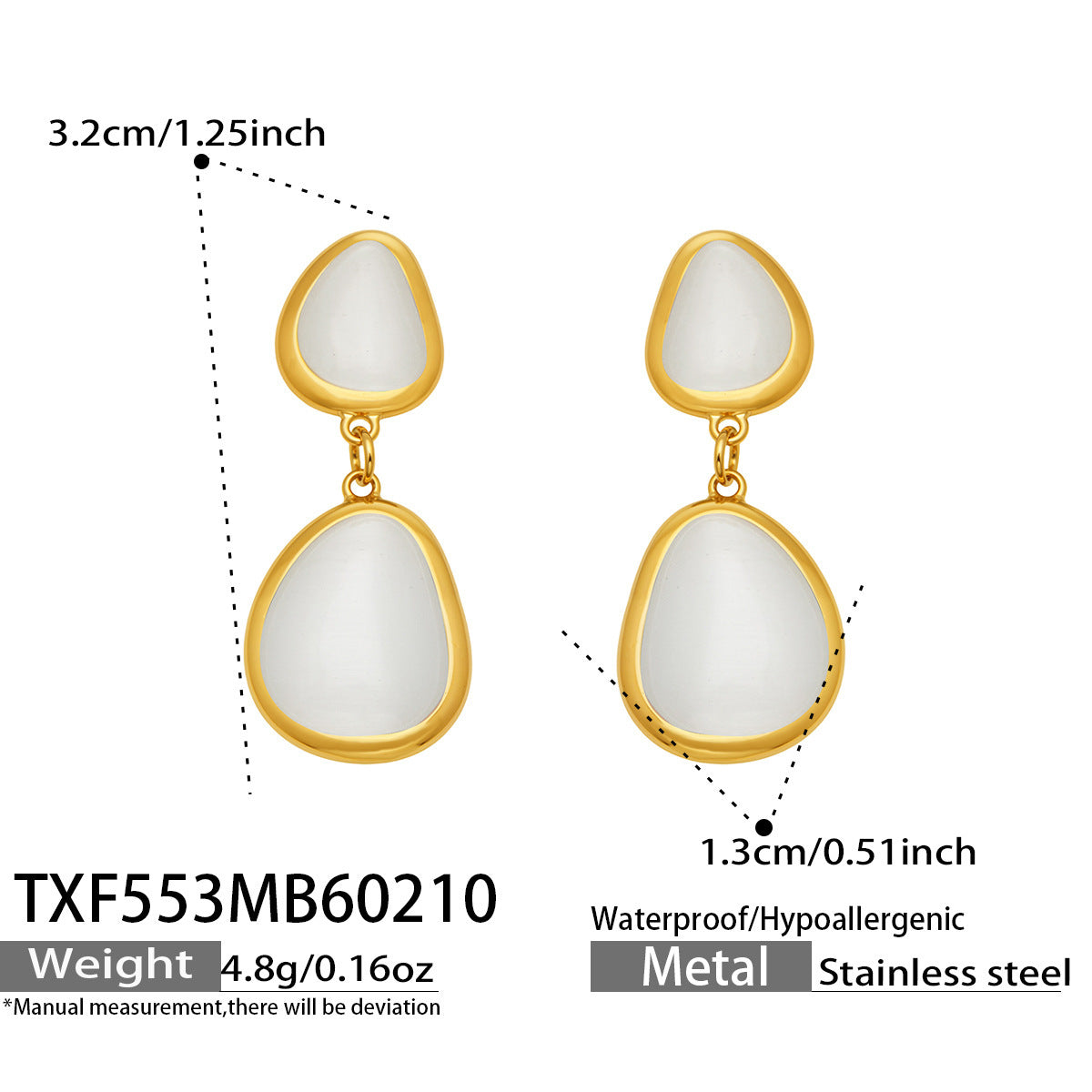 18k Gold Plated Cat Eye Jewelry Set  Waterproof Hypoallergenic Oval Stone  for Women Party Gift