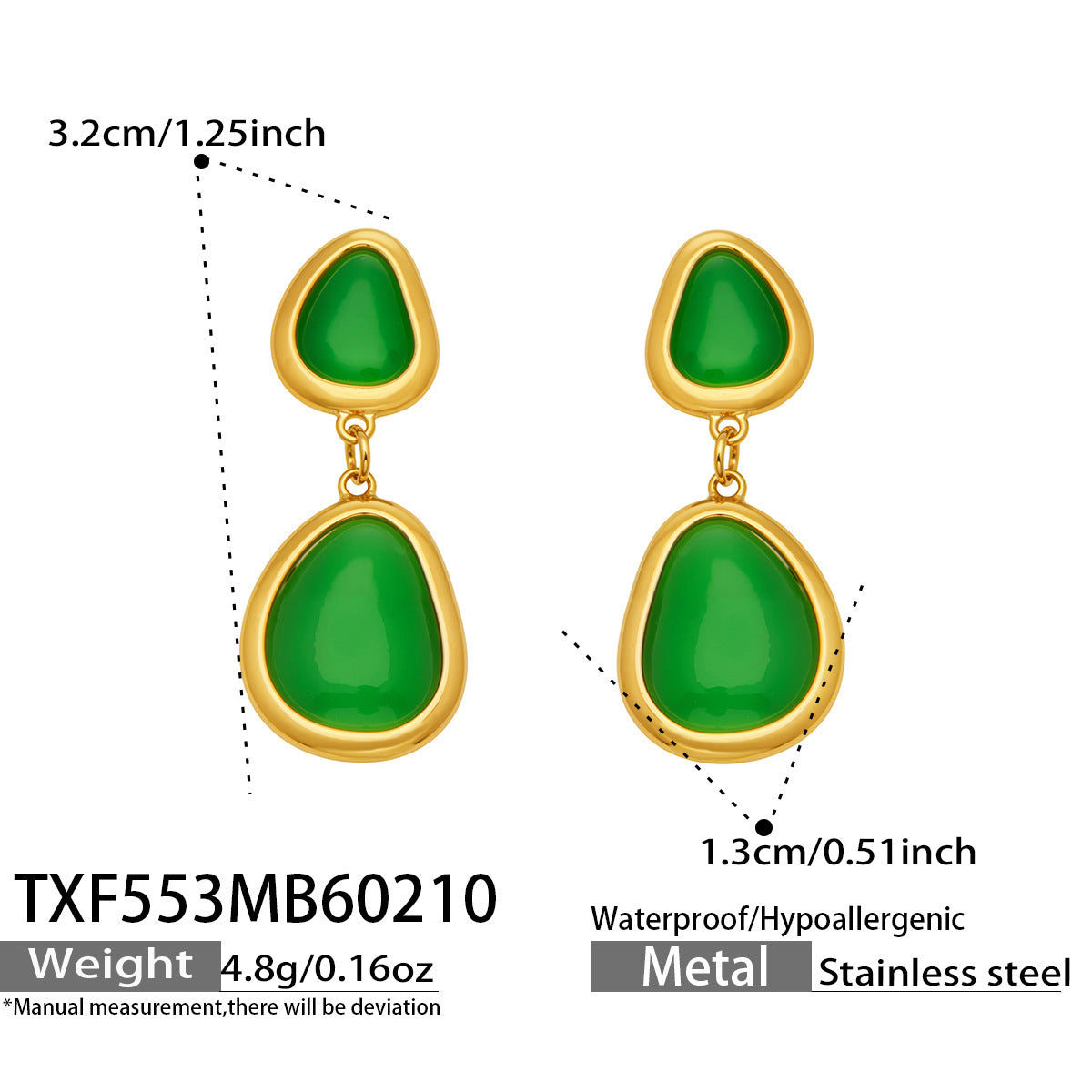 18k Gold Plated Cat Eye Jewelry Set  Waterproof Hypoallergenic Oval Stone  for Women Party Gift