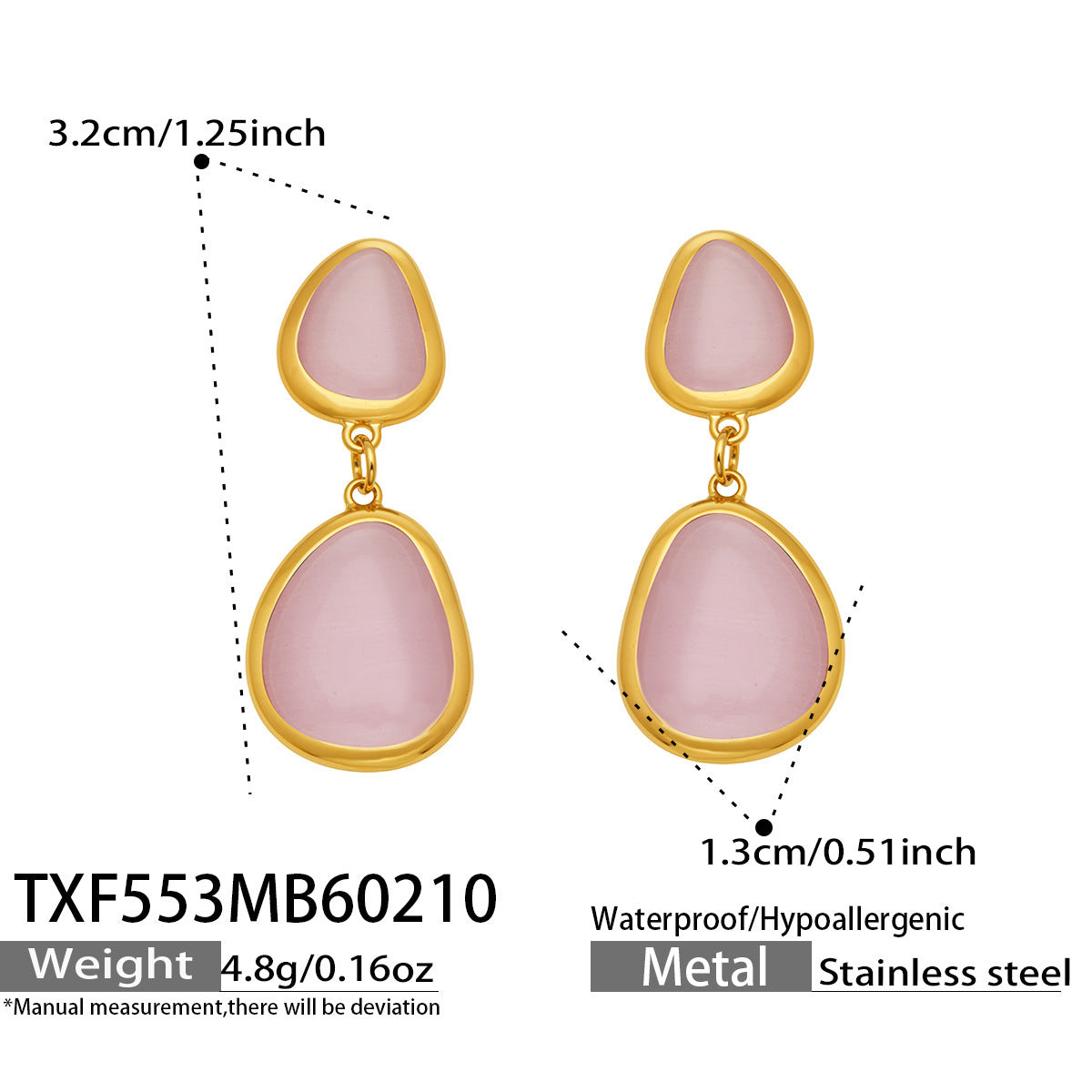 18k Gold Plated Cat Eye Jewelry Set  Waterproof Hypoallergenic Oval Stone  for Women Party Gift