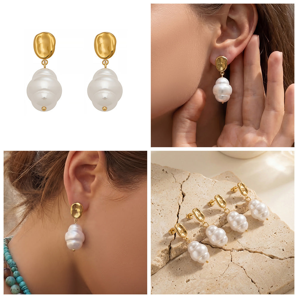 18K Gold Plated Stainless Steel Oval Earrings U Shaped Clip on Earrings for Women Luxury Fashion Jewelry