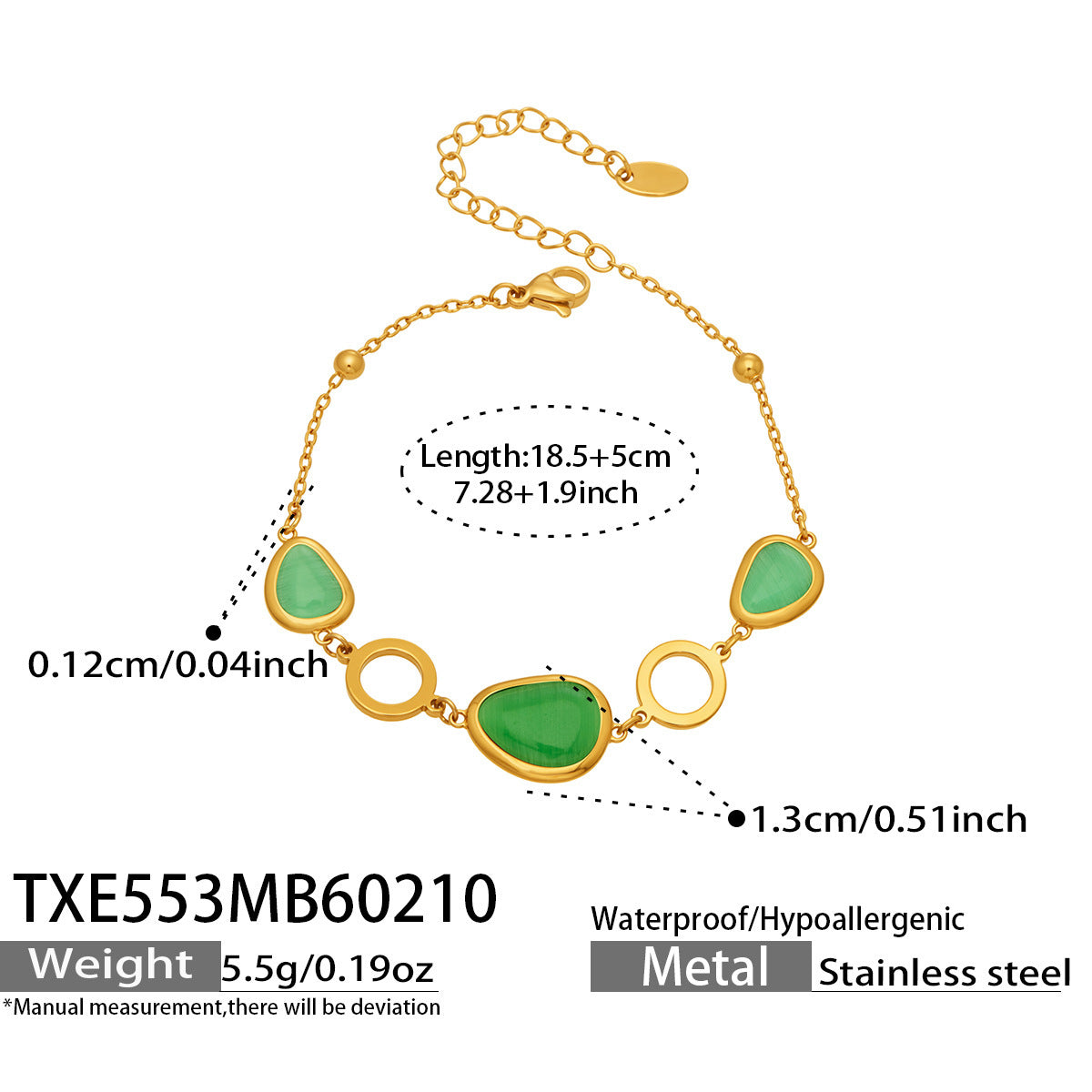 18k Gold Plated Cat Eye Jewelry Set  Waterproof Hypoallergenic Oval Stone  for Women Party Gift