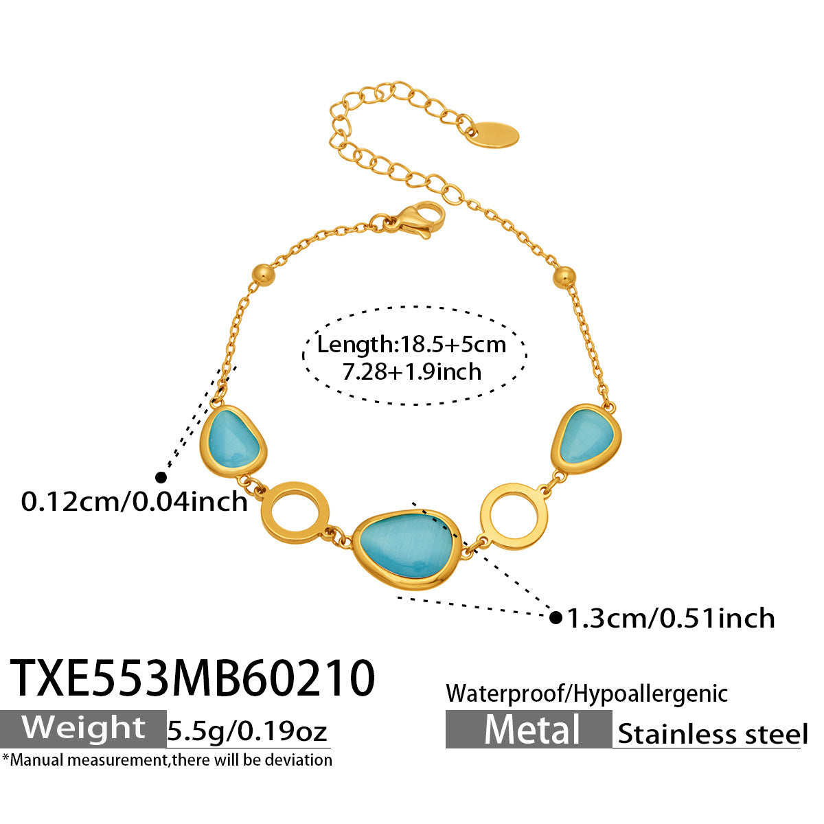 18k Gold Plated Cat Eye Jewelry Set  Waterproof Hypoallergenic Oval Stone  for Women Party Gift