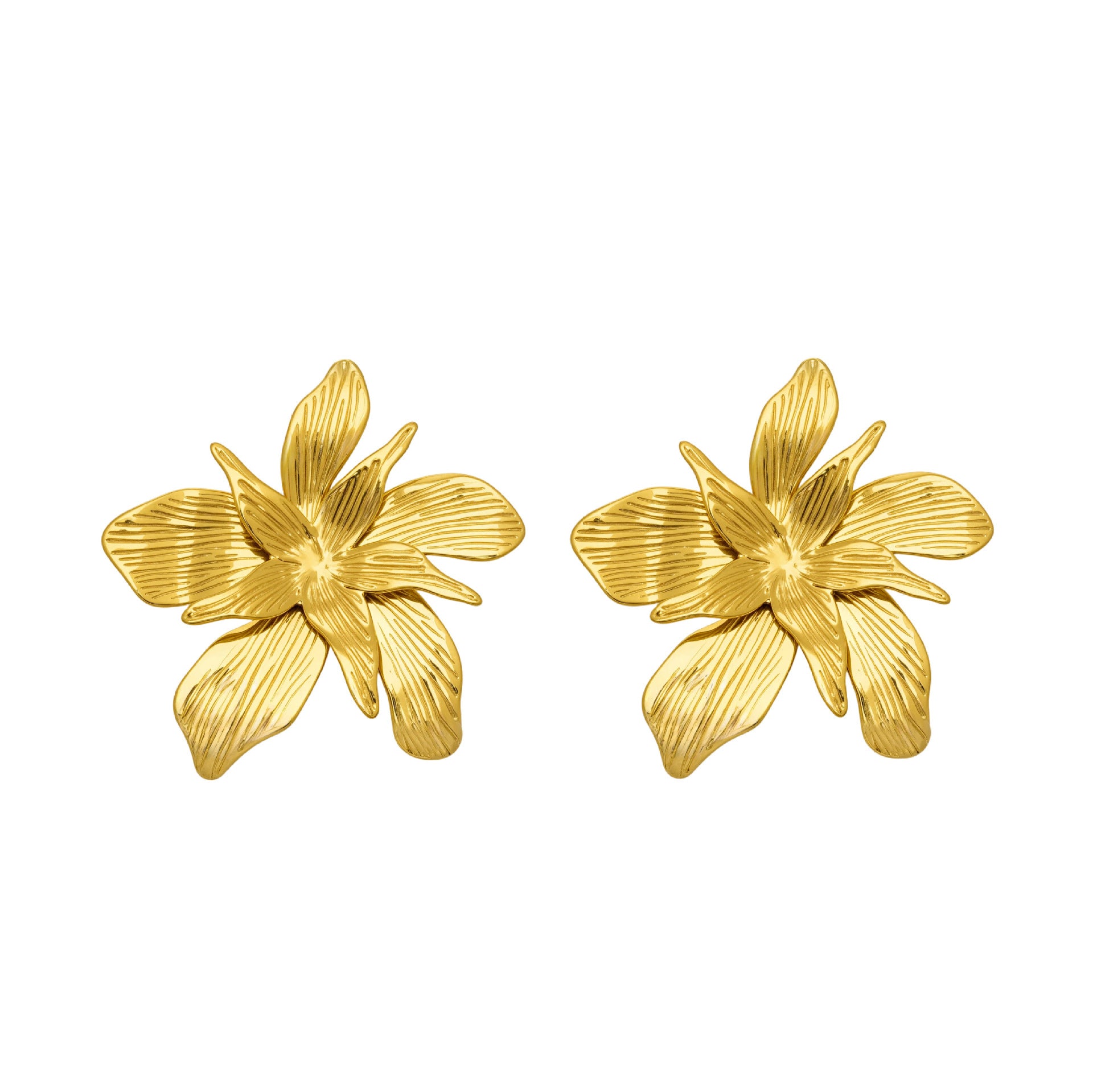 Stainless Steel 18K Gold Plated Large Flower Earrings Fashion Jewelry Wholesale Waterproof Hypoallergenic Luxury Designer Gift