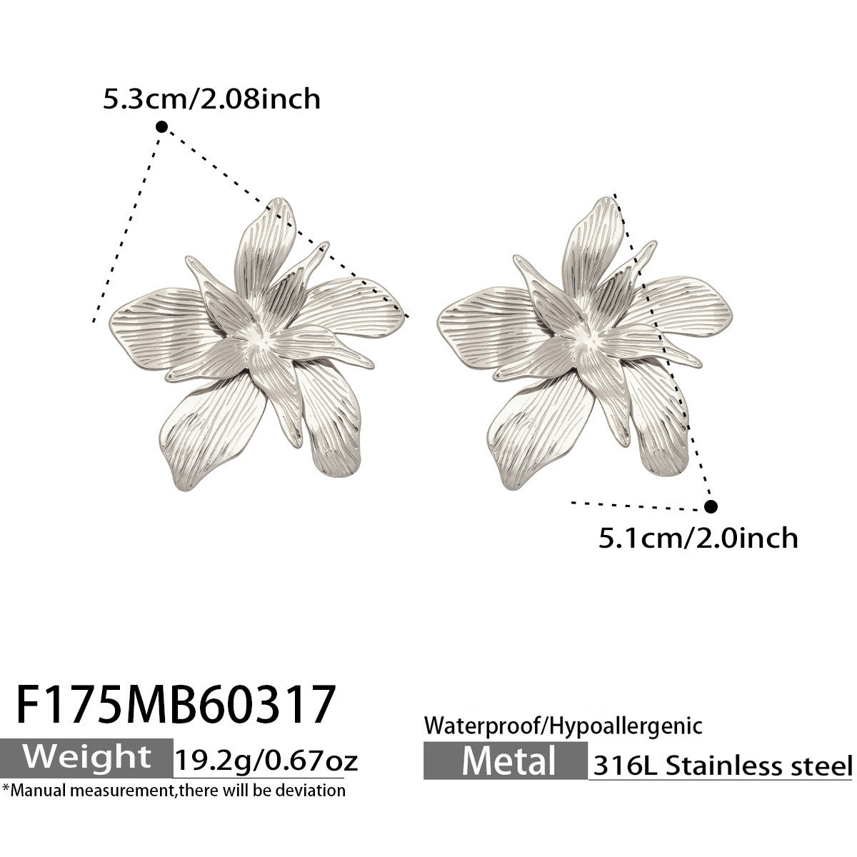 Stainless Steel 18K Gold Plated Large Flower Earrings Fashion Jewelry Wholesale Waterproof Hypoallergenic Luxury Designer Gift