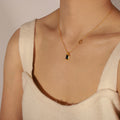 Luxury Gold Plated Stainless Steel Geometric Pendant Necklace  Black Acrylic Square Collarbone Chain