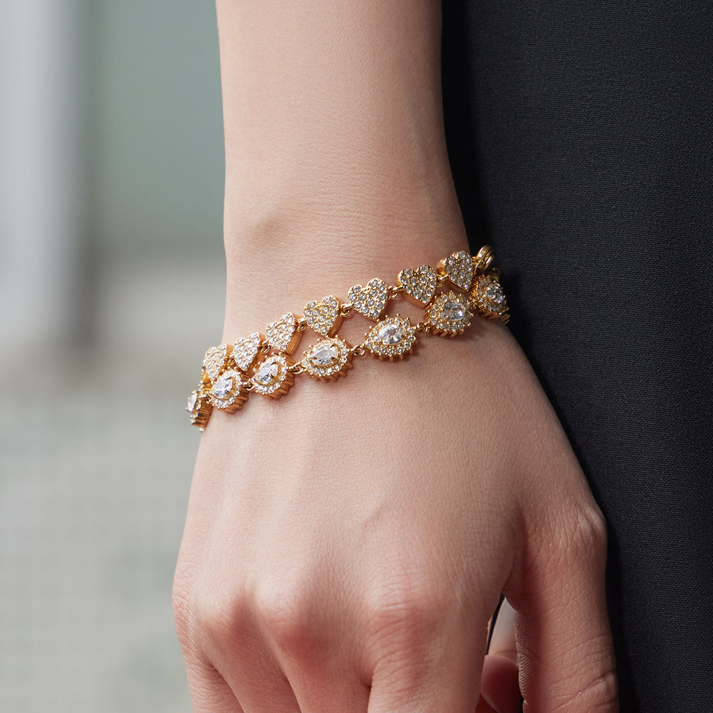 Luxury Fashion 5A Zircon Stainless Steel Jewelry Set Trendy Necklace Earrings Bracelet Three Pieces  Light Luxury Party Gift