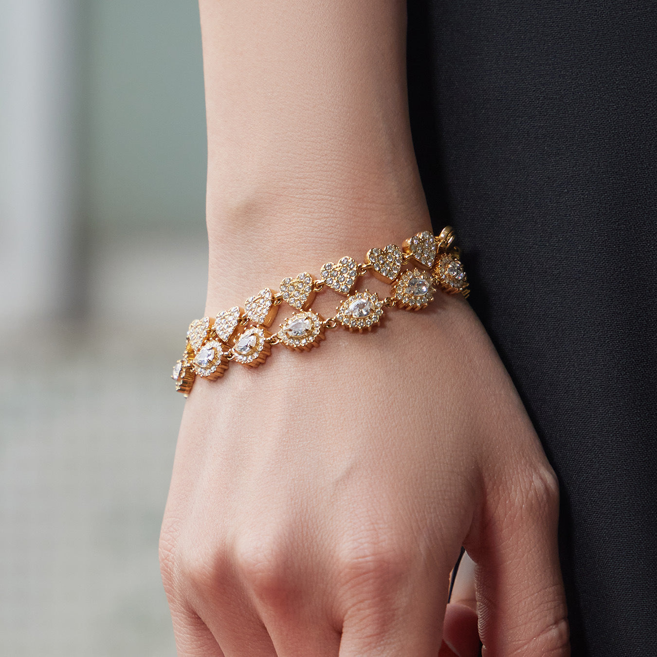 Luxury Fashion 5A Zircon Stainless Steel Jewelry Set Trendy Necklace Earrings Bracelet Three Pieces  Light Luxury Party Gift