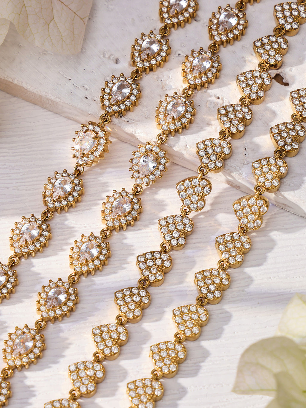 Luxury Fashion 5A Zircon Stainless Steel Jewelry Set Trendy Necklace Earrings Bracelet Three Pieces  Light Luxury Party Gift