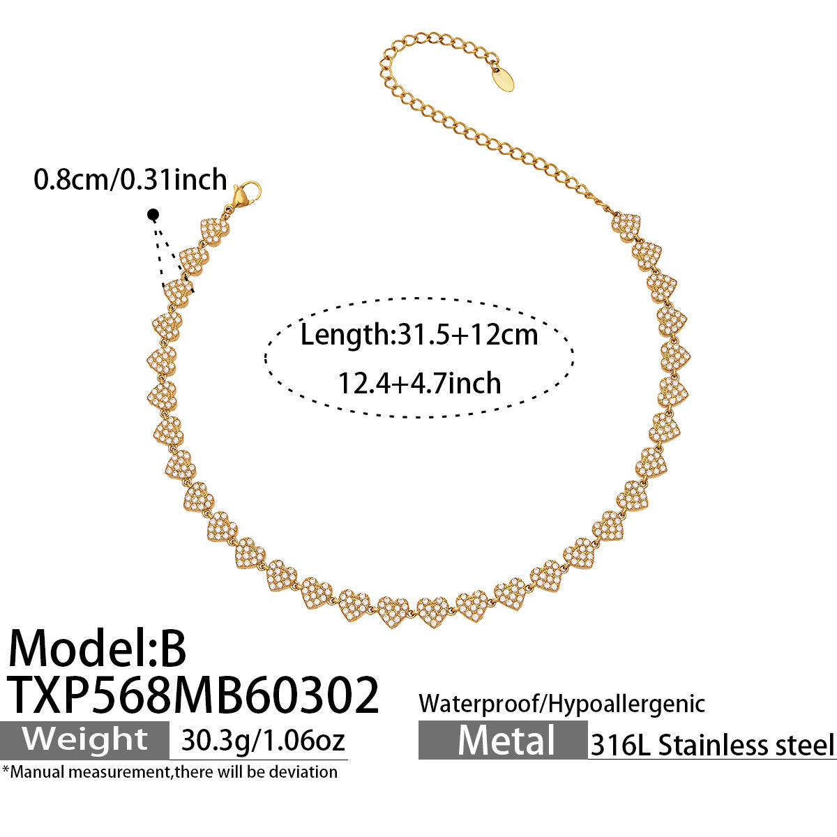 Luxury Fashion 5A Zircon Stainless Steel Jewelry Set Trendy Necklace Earrings Bracelet Three Pieces  Light Luxury Party Gift
