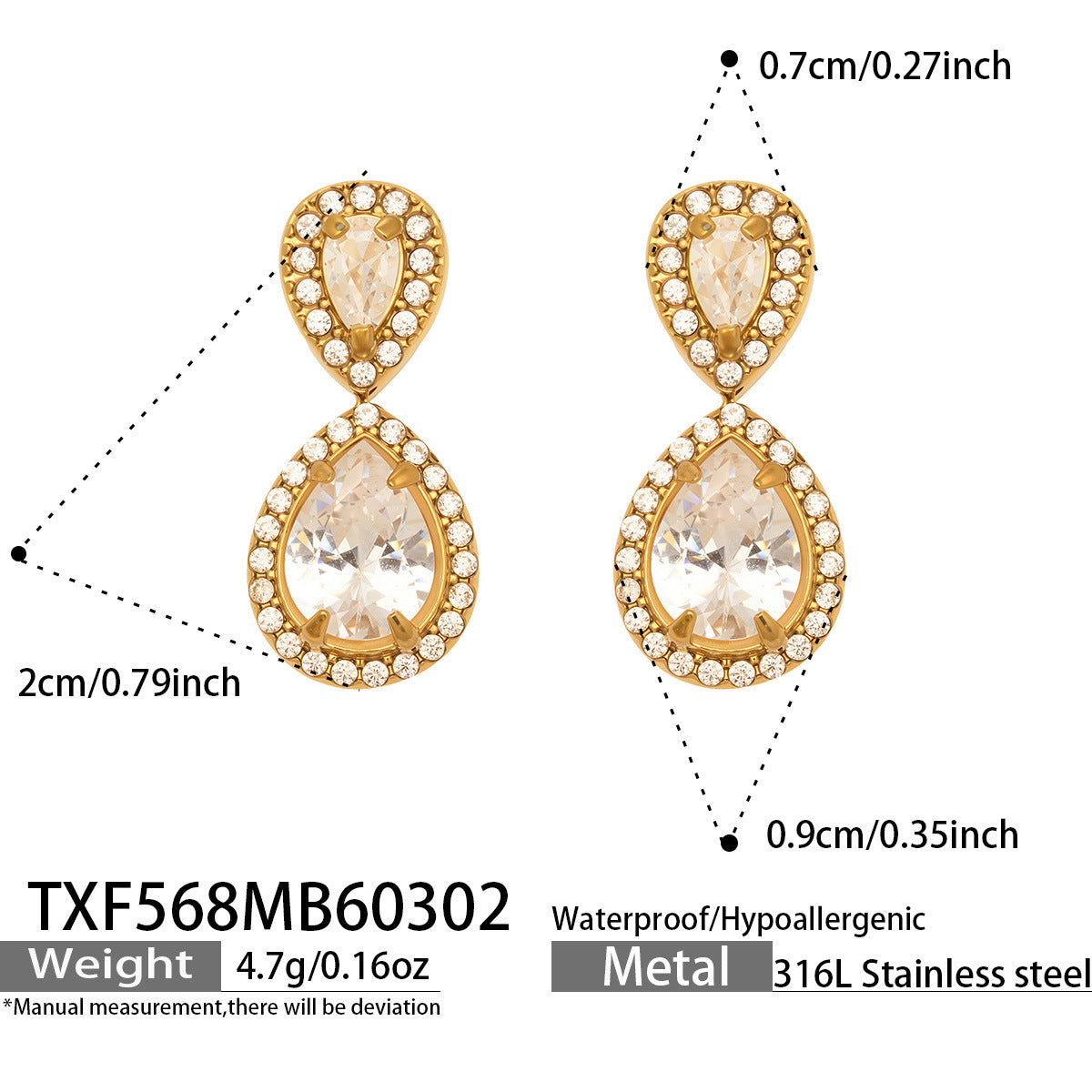 Luxury Fashion 5A Zircon Stainless Steel Jewelry Set Trendy Necklace Earrings Bracelet Three Pieces  Light Luxury Party Gift