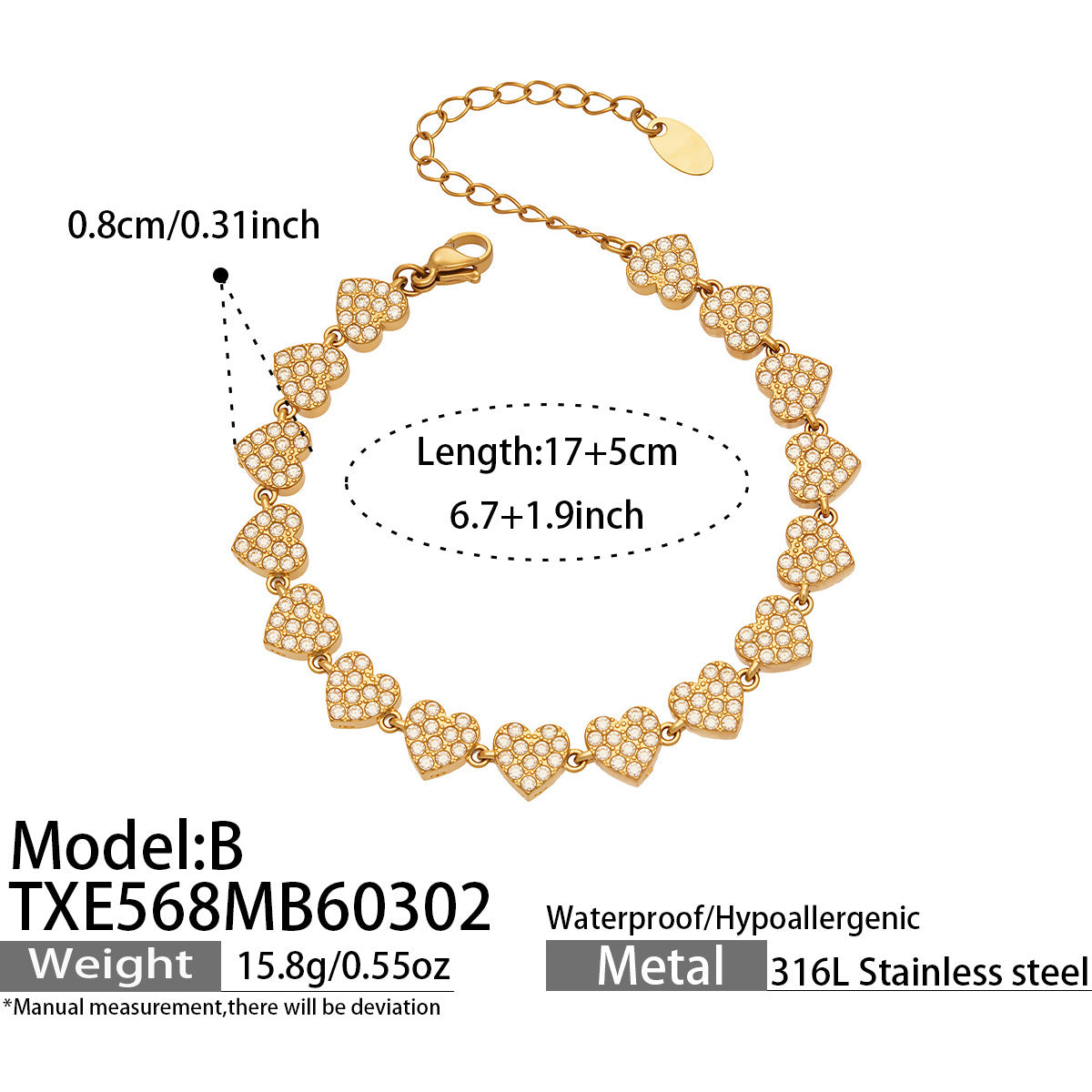 Luxury Fashion 5A Zircon Stainless Steel Jewelry Set Trendy Necklace Earrings Bracelet Three Pieces  Light Luxury Party Gift