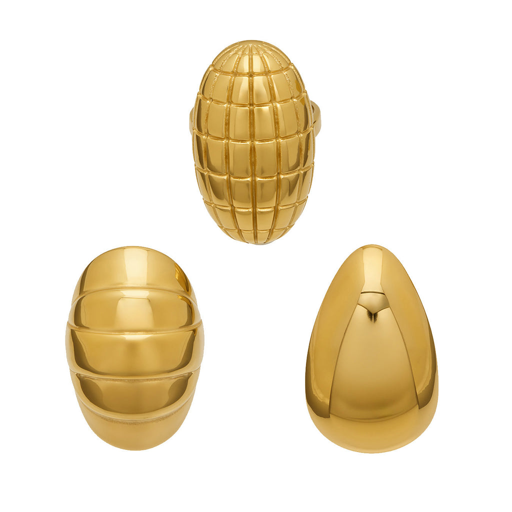 High Polished Stainless Steel Gold Ring for Women 2026 New Arrival  Water Drop Carved Oval Shape Fashion Jewelry Wholesale