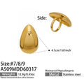 High Polished Stainless Steel Gold Ring for Women 2026 New Arrival  Water Drop Carved Oval Shape Fashion Jewelry Wholesale