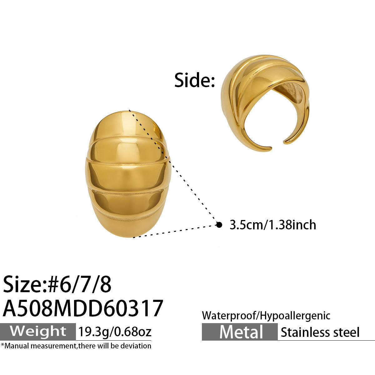 High Polished Stainless Steel Gold Ring for Women 2026 New Arrival  Water Drop Carved Oval Shape Fashion Jewelry Wholesale
