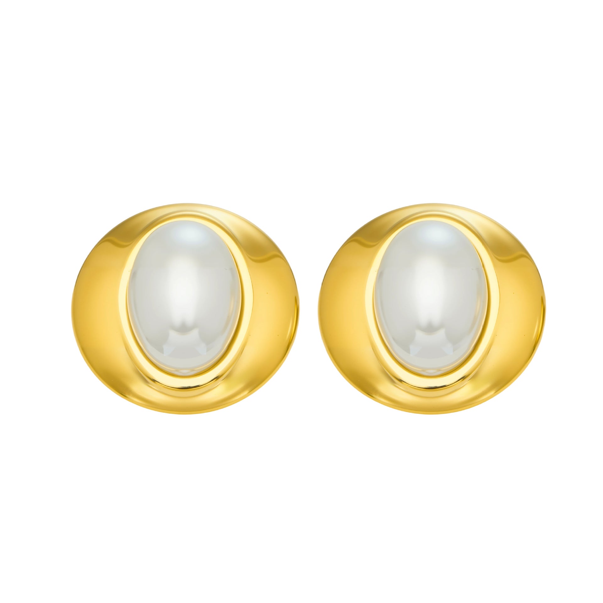 European American Style Fashionable Light Luxury All-Match Chic Personalized Women's Stainless Steel 18K Gold-Plated Earrings