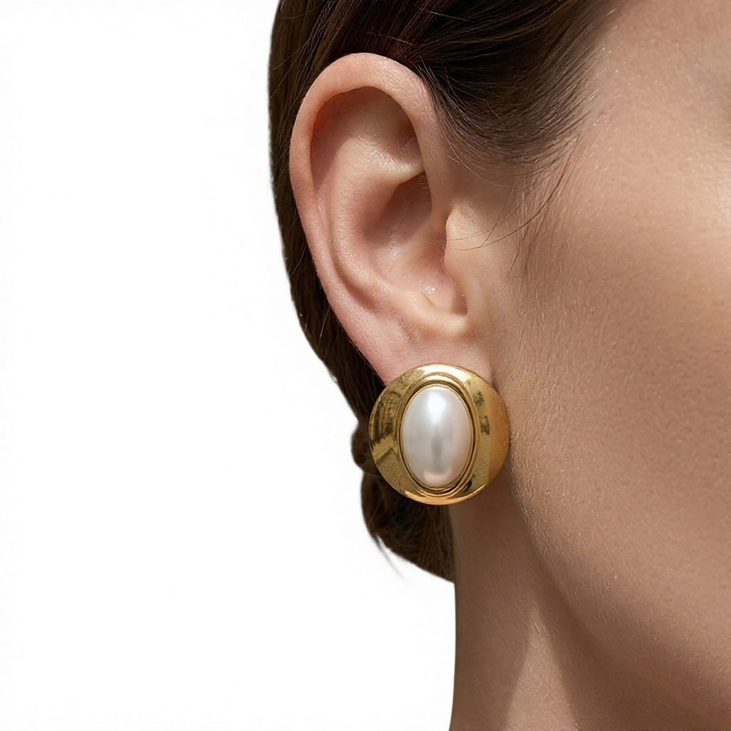 European American Style Fashionable Light Luxury All-Match Chic Personalized Women's Stainless Steel 18K Gold-Plated Earrings