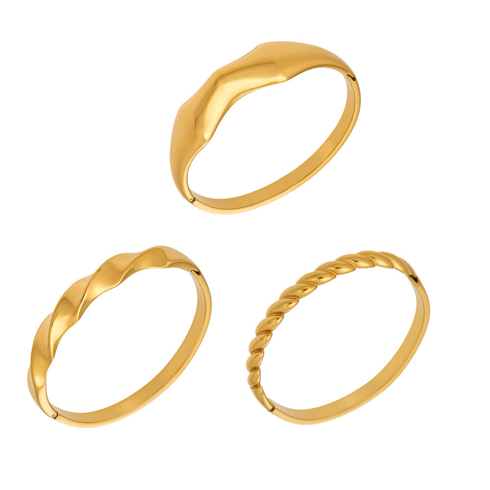 2026 Hot Sale 18K Gold Stainless Steel Bangle Minimalist Circle Bracelet for Women
