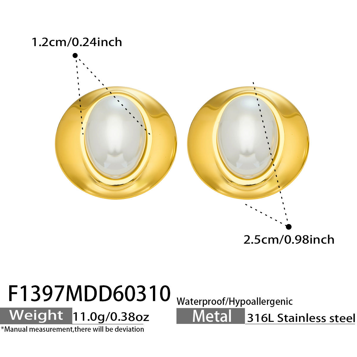 European American Style Fashionable Light Luxury All-Match Chic Personalized Women's Stainless Steel 18K Gold-Plated Earrings