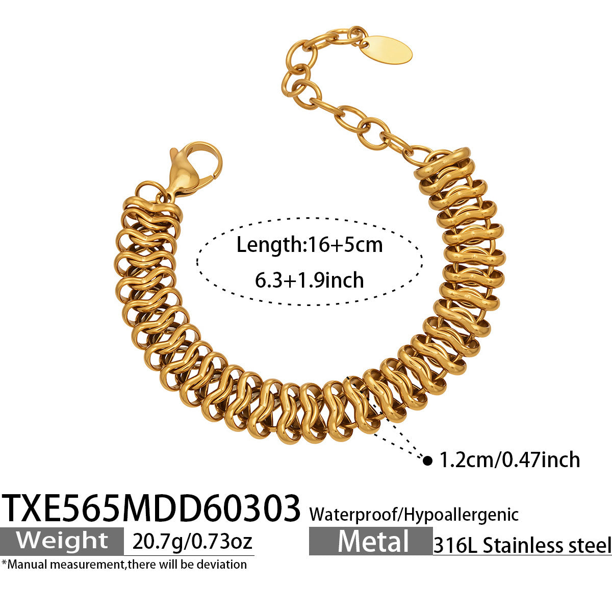 Trendy Women Gold Plated Stainless Steel Thick Chain Choker  Set Includes Matching Bracelet Perfect for Gift Daily Wear