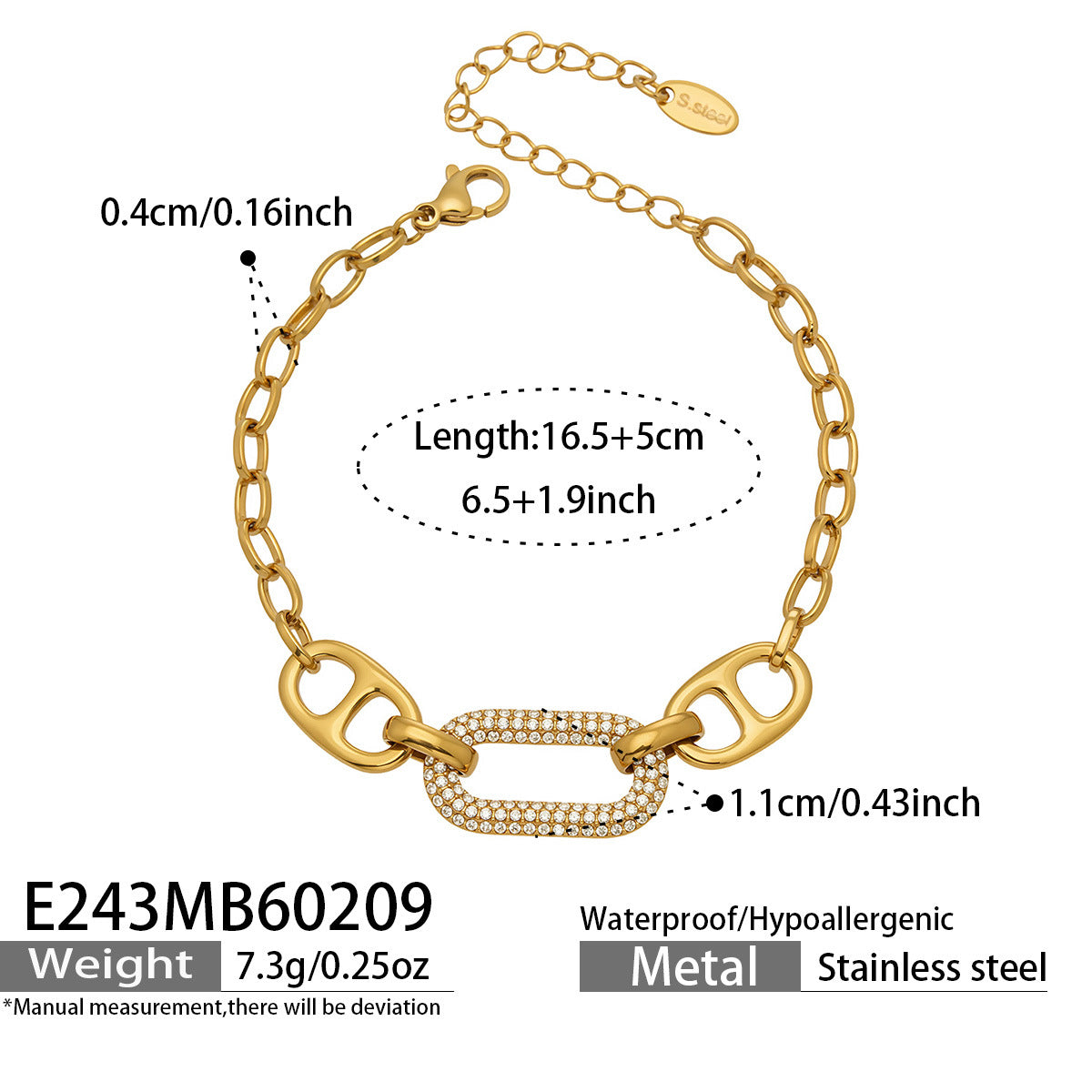 Luxury Star Beaded Bracelet Stainless Steel 18K Gold Plated Sparkling Round Zirconia Charm Fashion Jewelry for Women Party Gift