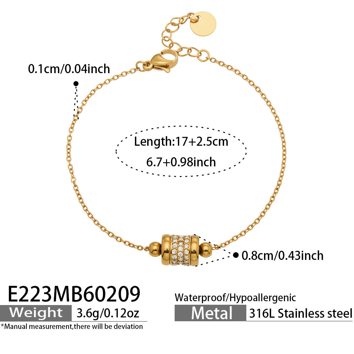 Luxury Star Beaded Bracelet Stainless Steel 18K Gold Plated Sparkling Round Zirconia Charm Fashion Jewelry for Women Party Gift
