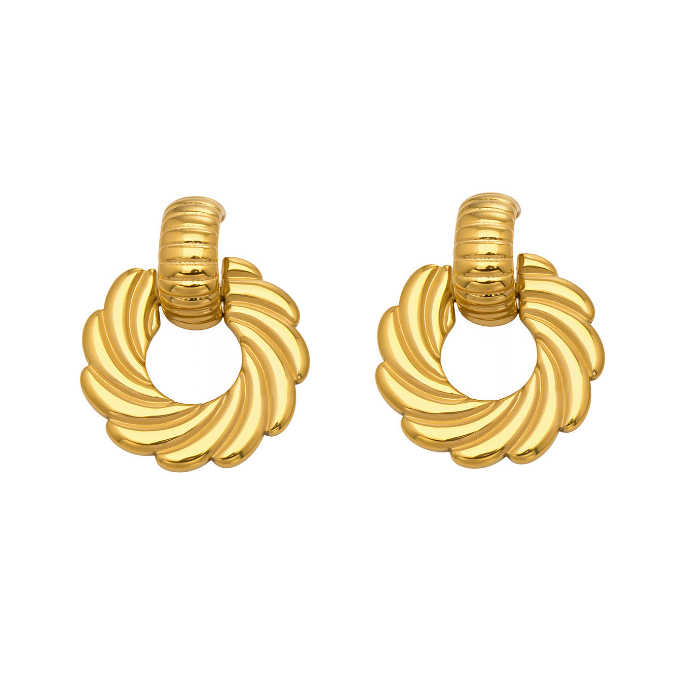 Fashion Stainless Steel Spiral Twist Earrings Women Chic Trendy Jewelry