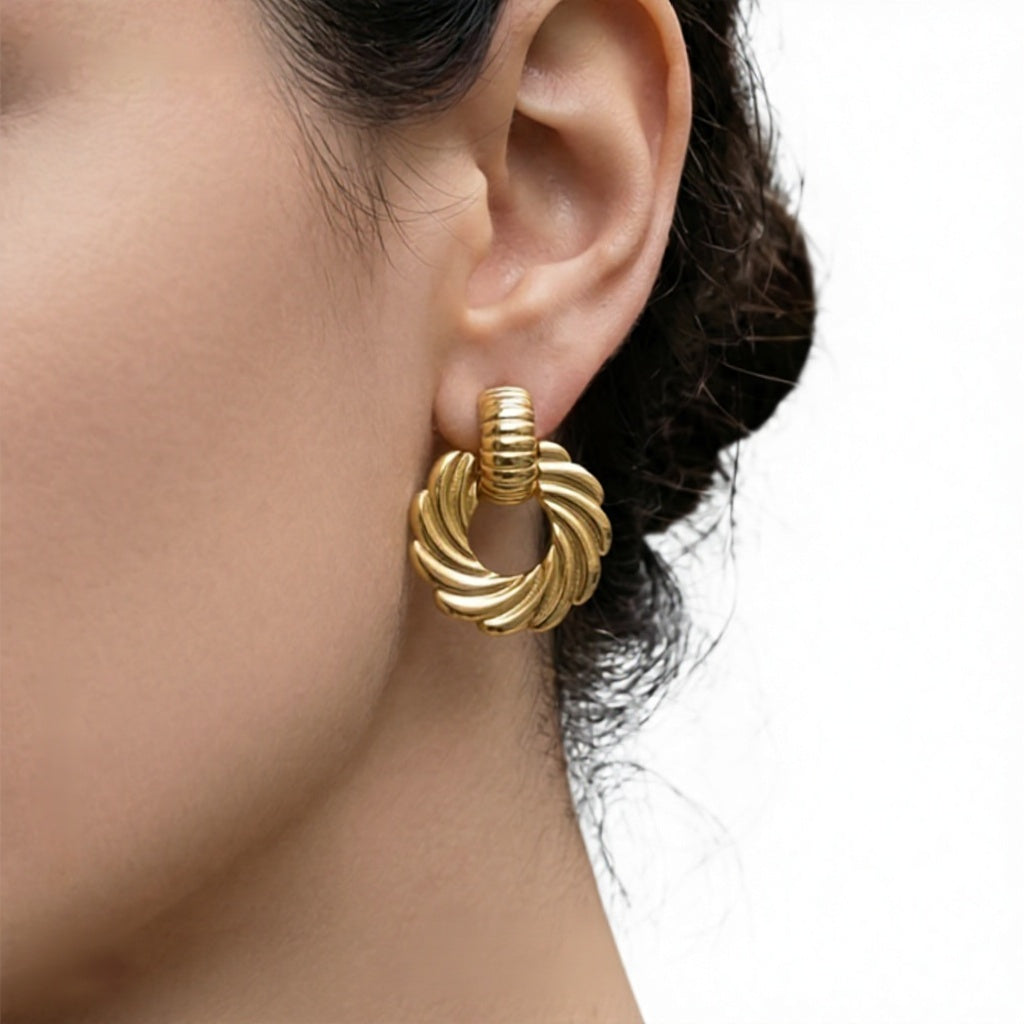 Fashion Stainless Steel Spiral Twist Earrings Women Chic Trendy Jewelry