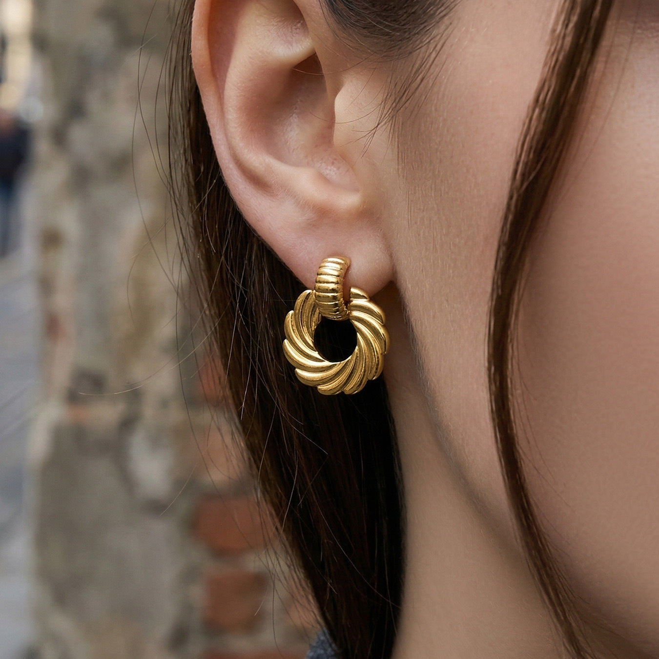 Fashion Stainless Steel Spiral Twist Earrings Women Chic Trendy Jewelry