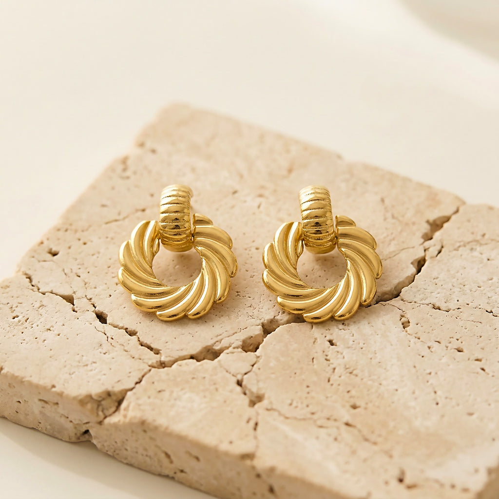 Fashion Stainless Steel Spiral Twist Earrings Women Chic Trendy Jewelry