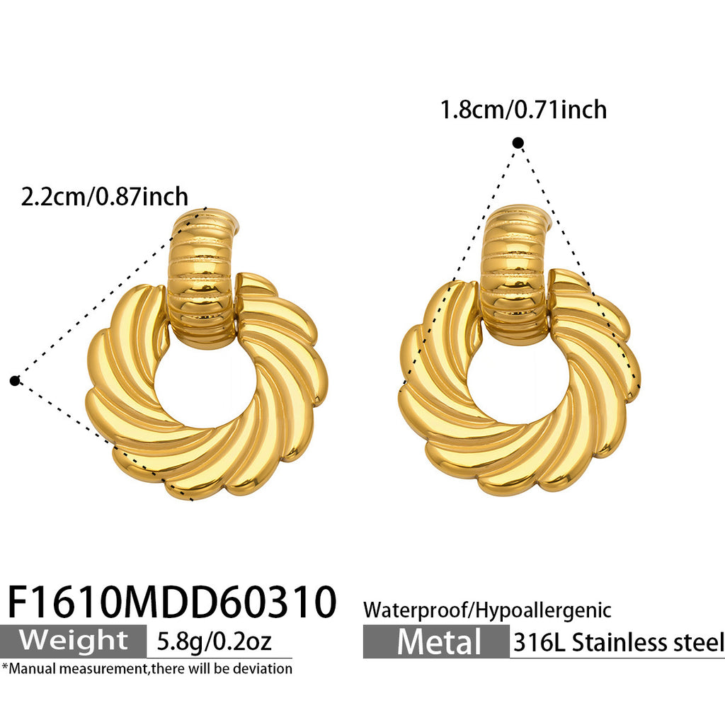 Fashion Stainless Steel Spiral Twist Earrings Women Chic Trendy Jewelry