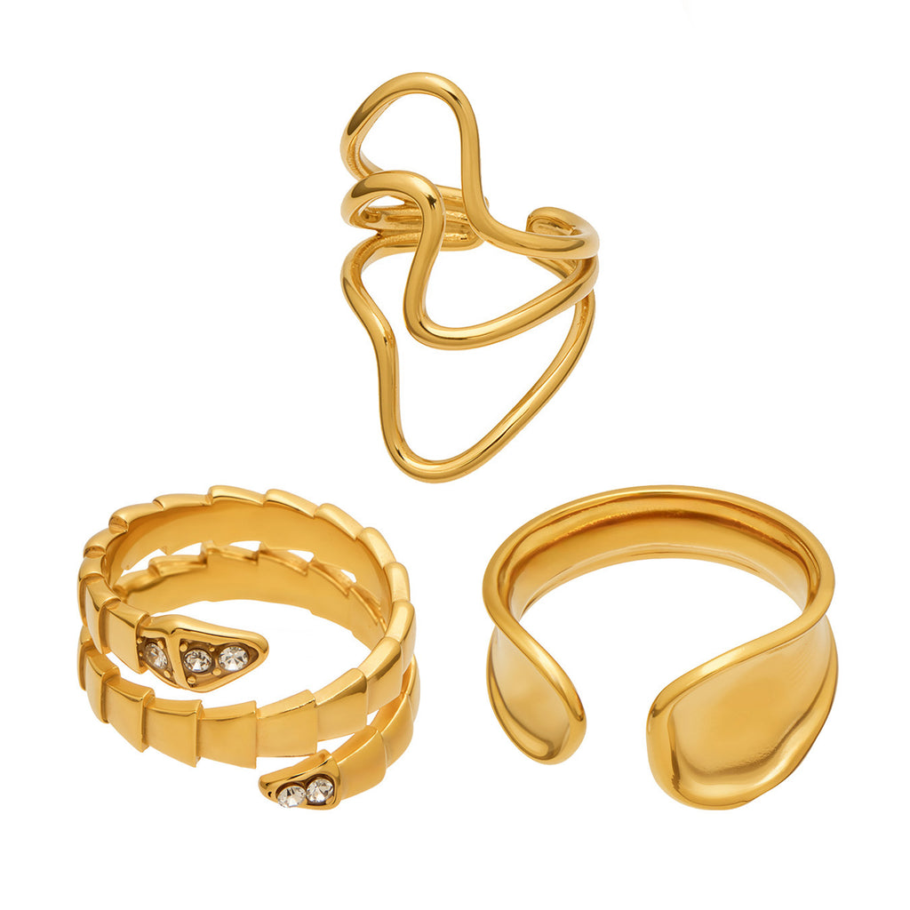 Trendy Y2K Serpentine Coil Ring  E-coating Preserve Color Geometric Jewelry OEM ODM Service