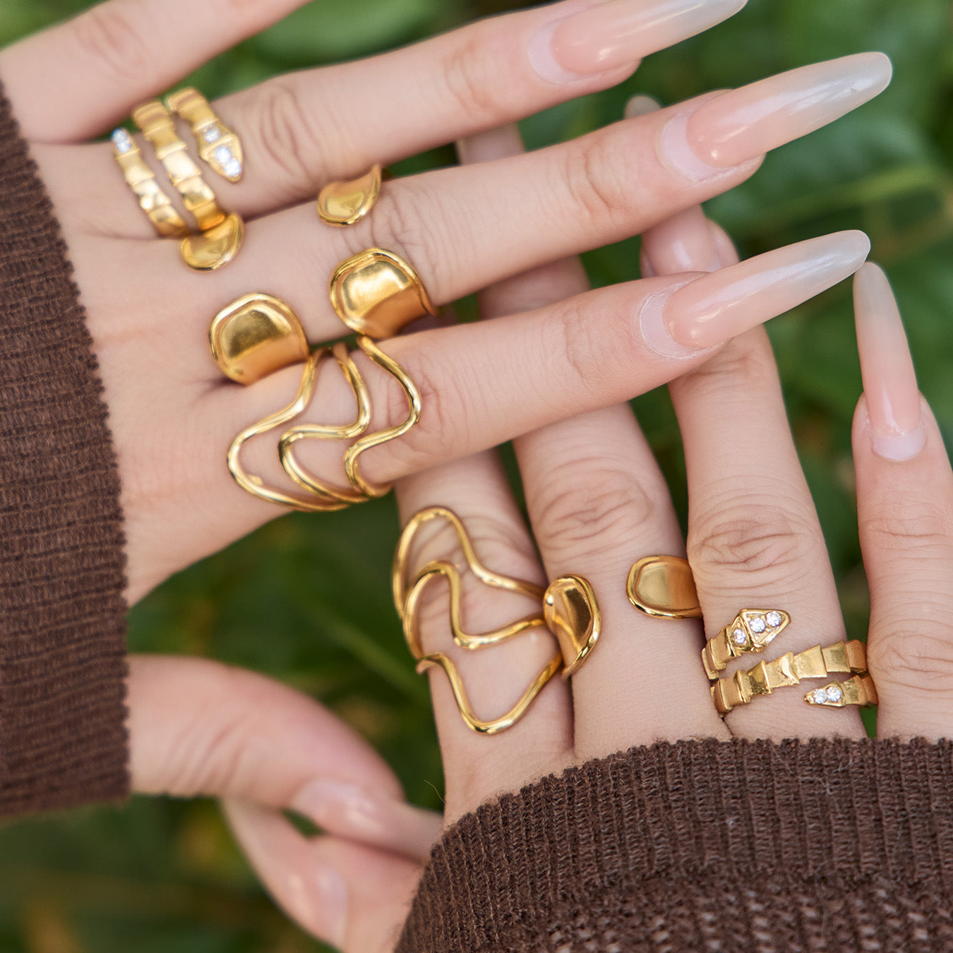 Trendy Y2K Serpentine Coil Ring  E-coating Preserve Color Geometric Jewelry OEM ODM Service