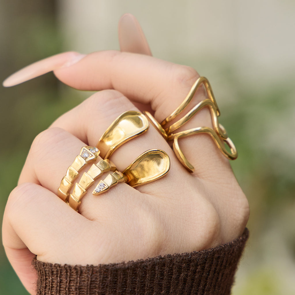 Trendy Y2K Serpentine Coil Ring  E-coating Preserve Color Geometric Jewelry OEM ODM Service