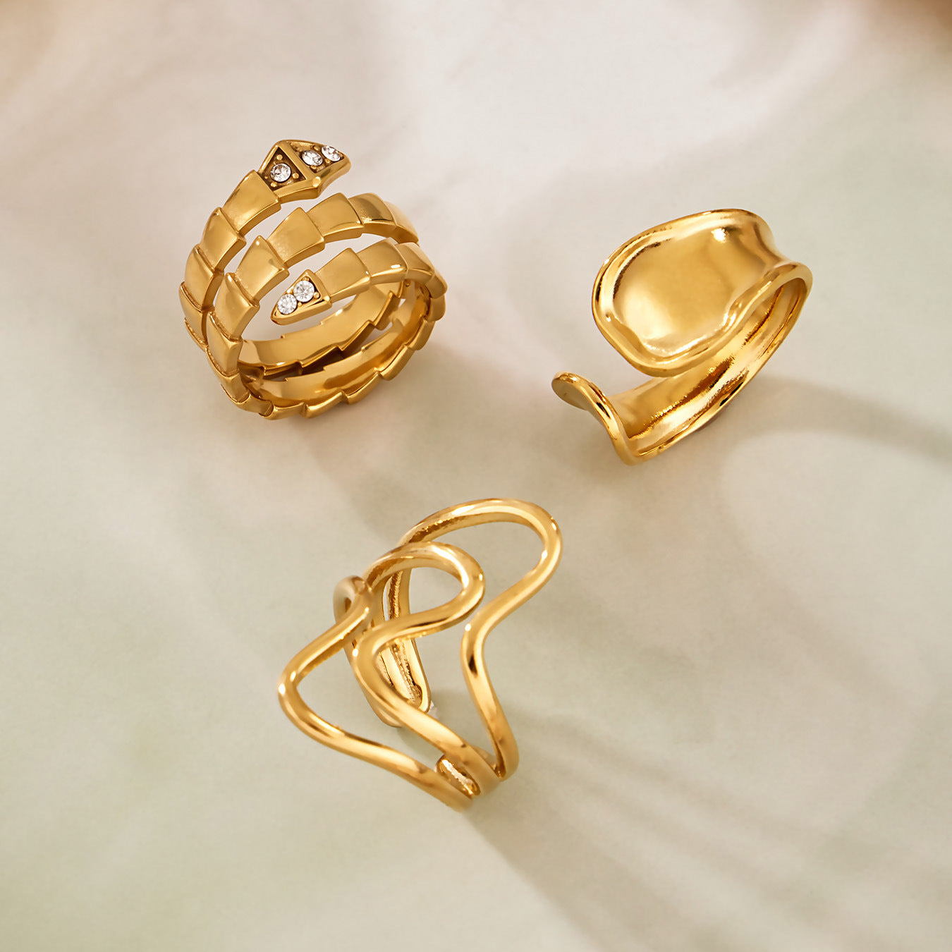 Trendy Y2K Serpentine Coil Ring  E-coating Preserve Color Geometric Jewelry OEM ODM Service