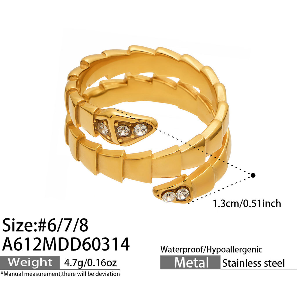 Trendy Y2K Serpentine Coil Ring  E-coating Preserve Color Geometric Jewelry OEM ODM Service