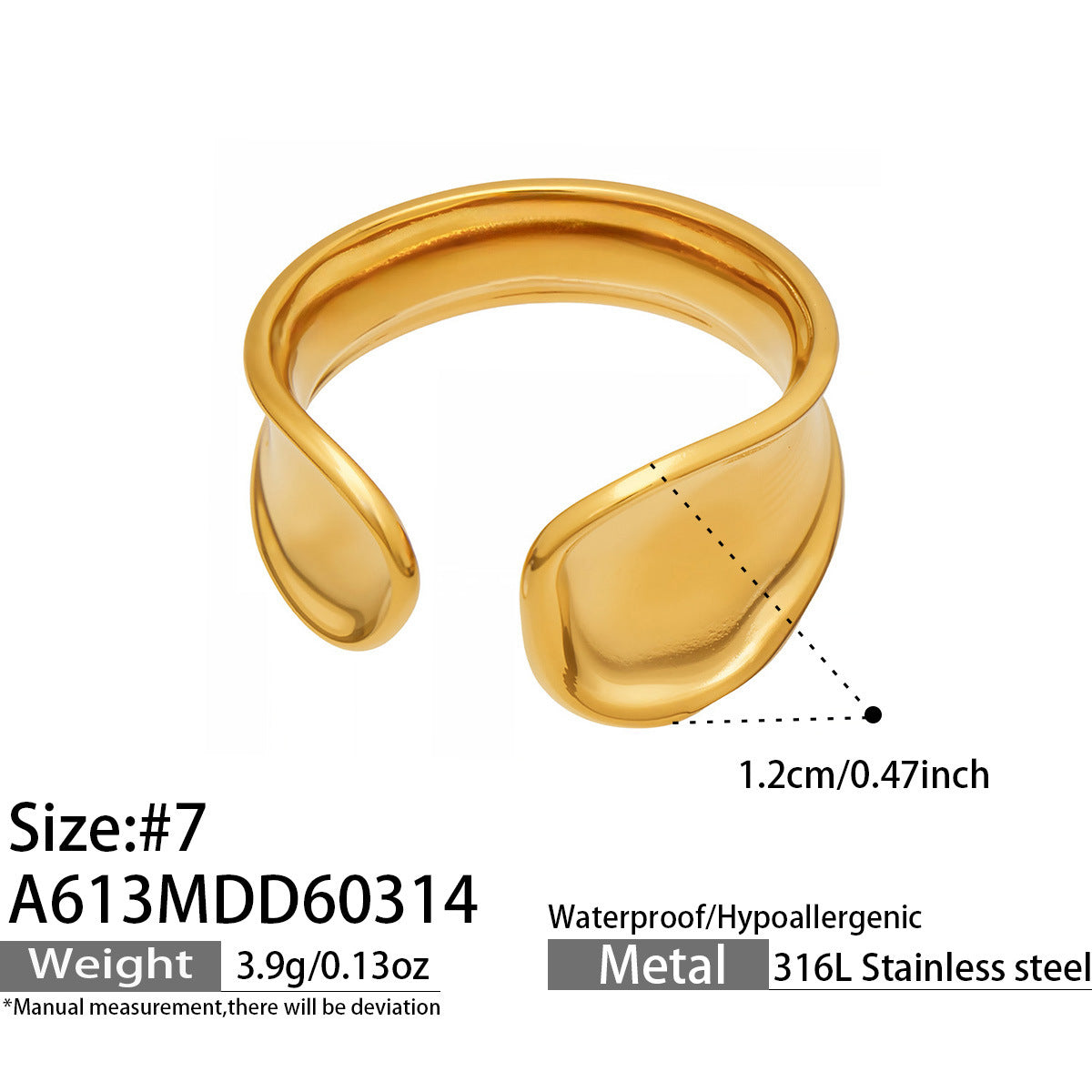 Trendy Y2K Serpentine Coil Ring  E-coating Preserve Color Geometric Jewelry OEM ODM Service