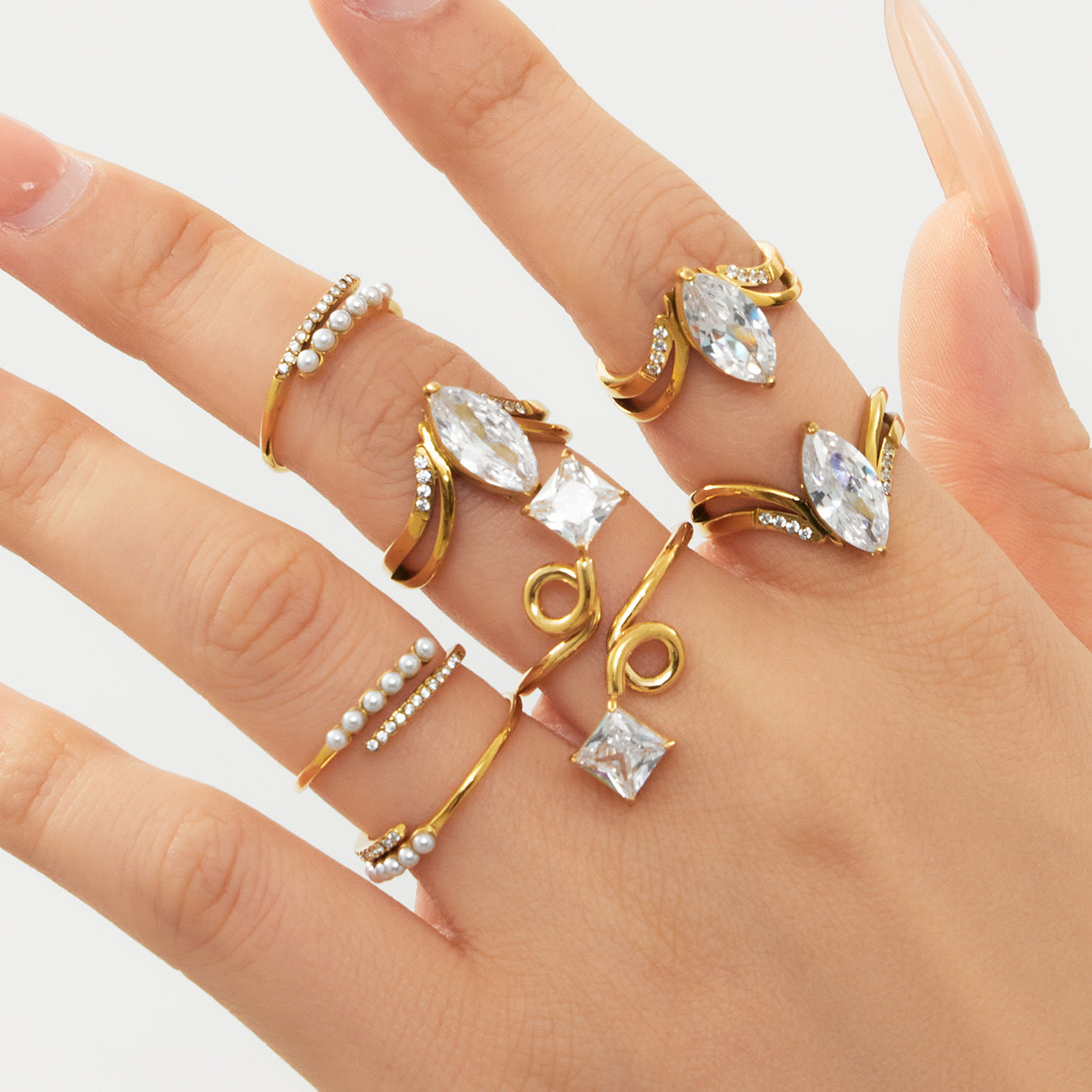 2026 New Design 18K Gold Stainless Steel Ring CZ Zircon Gold Ring Wholesale Waterproof Jewelry Bulk Stock