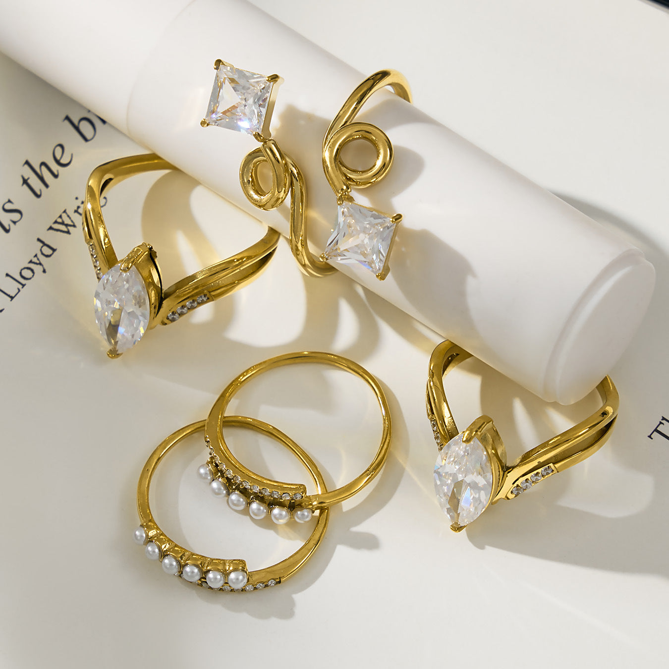 2026 New Design 18K Gold Stainless Steel Ring CZ Zircon Gold Ring Wholesale Waterproof Jewelry Bulk Stock