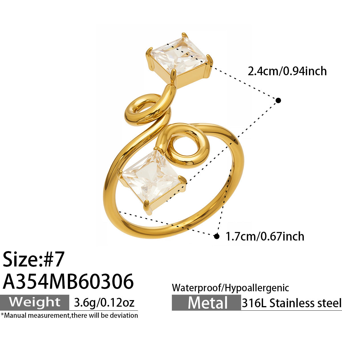 2026 New Design 18K Gold Stainless Steel Ring CZ Zircon Gold Ring Wholesale Waterproof Jewelry Bulk Stock